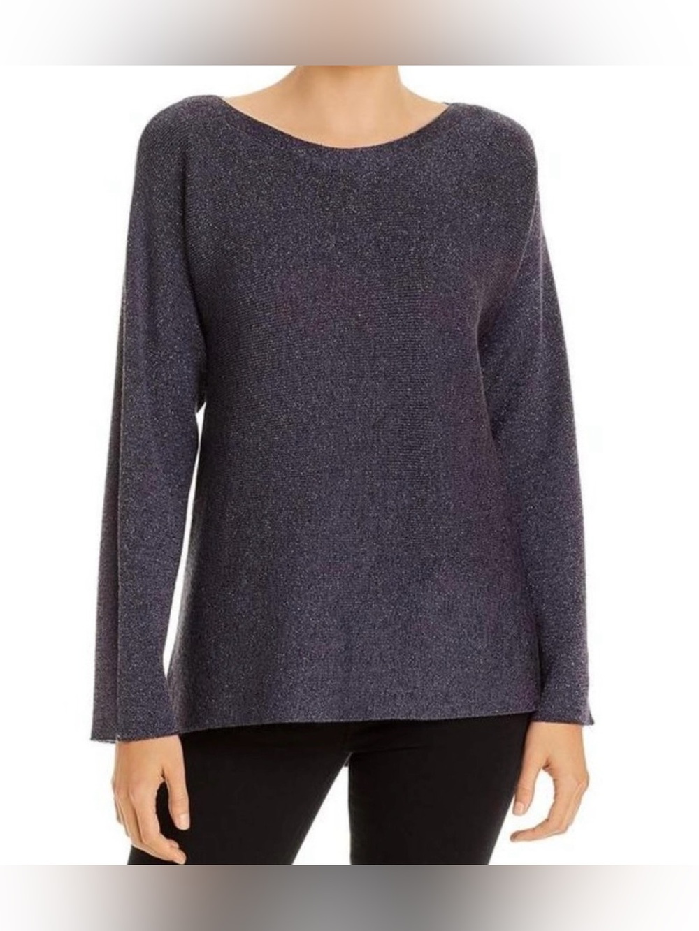 Eileen Fisher Oversized Tunic, Sz. S/P, Purple w/ Metallic Thread, Dolman Sleeve